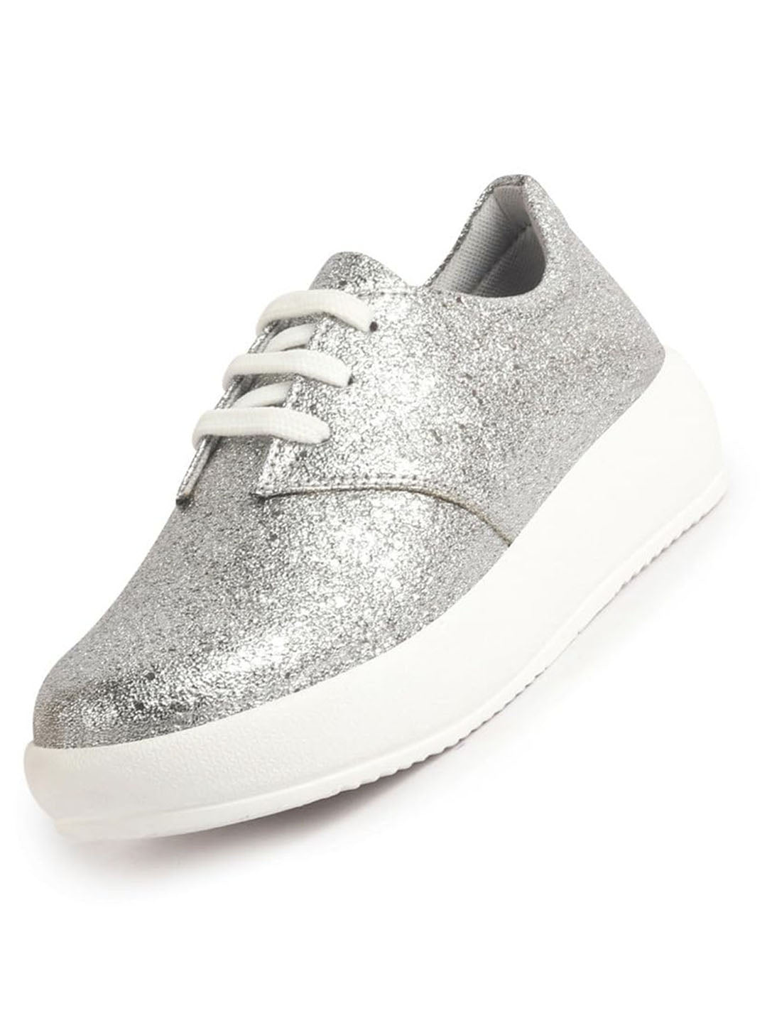 Women Grey Embellished Height Enhancer Lace Up Sneaker Shoes|Platform Casual Shoe|Evening Party Shoe|Anti Skid Sole