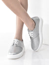 Women Grey Embellished Height Enhancer Lace Up Sneaker Shoes|Platform Casual Shoe|Evening Party Shoe|Anti Skid Sole
