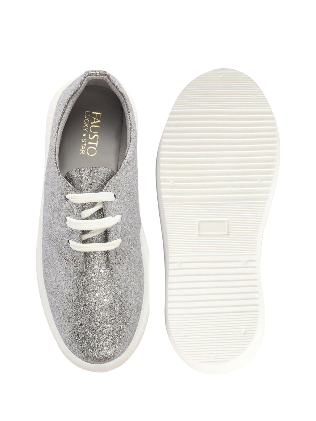 Women Grey Embellished Height Enhancer Lace Up Sneaker Shoes|Platform Casual Shoe|Evening Party Shoe|Anti Skid Sole