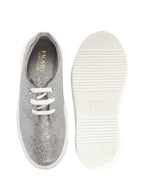 Women Grey Embellished Height Enhancer Lace Up Sneaker Shoes|Platform Casual Shoe|Evening Party Shoe|Anti Skid Sole