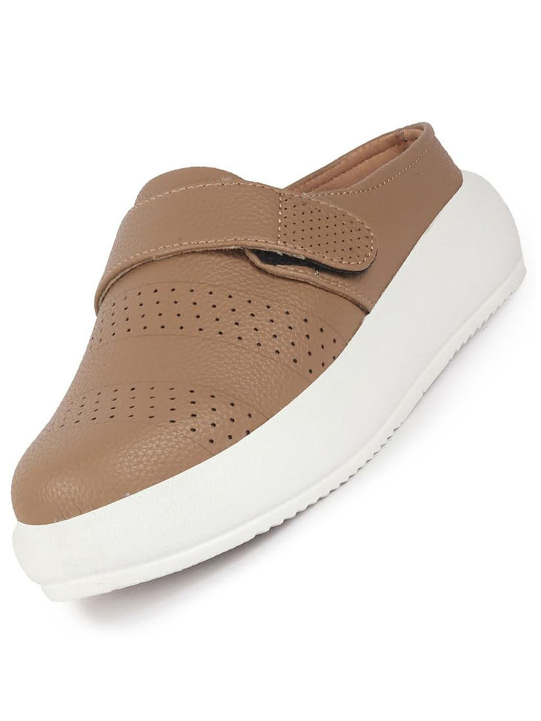 Women Cheeku Perforated Height Enhancer Adjustable Strap Back Open Mules|Comfort Slip On Shoes|Casual Shoes with Memory Cushioned Insole