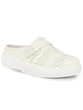 Women White Perforated Height Enhancer Adjustable Strap Back Open Mules | Comfort Slip On Shoes | Casual Shoes with Memory Cushioned Insole