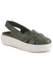Women Olive Green Breathable Slip on Sneaker Ballerina Shoes | Casual Shoe with Elastic Backstrap | All Day Comfortable Outdoor Shoe