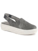 Women Grey Backstrap Denim Cloth Fabric Slip on Mule Shoes | Comfortable Casual Sneaker with Cushioned Insole