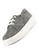 Women Grey Denim Canvas Casual Platform Sneakers|Comfortable Chunky Lace Up Breathable Shoes|Slip Resistant Sole