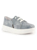 Women Sky Blue Denim Canvas Casual Platform Sneakers|Comfortable Chunky Lace Up Breathable Shoes|Slip Resistant Sole