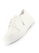 Women White Denim Canvas Casual Platform Sneakers|Comfortable Chunky Lace Up Breathable Shoes|Slip Resistant Sole