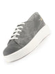 Women Grey Denim Canvas Lace Up Platform Sneakers|Classic Height Enhancer Casual Shoes for Travel and Outdoor|Cushioned Insole