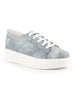 Women Sky Blue Denim Canvas Lace Up Platform Sneakers|Classic Height Enhancer Casual Shoes for Travel and Outdoor|Cushioned Insole
