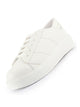 Women White Denim Canvas Lace Up Platform Sneakers|Classic Height Enhancer Casual Shoes for Travel and Outdoor|Cushioned Insole