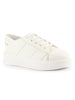 Women White Denim Canvas Lace Up Platform Sneakers|Classic Height Enhancer Casual Shoes for Travel and Outdoor|Cushioned Insole