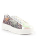 Women White/Beige Glossy Floral Print Lace Up Party Sneakers|Platform Height Enhancer Casual Shoes|Memory Cushion Insole
