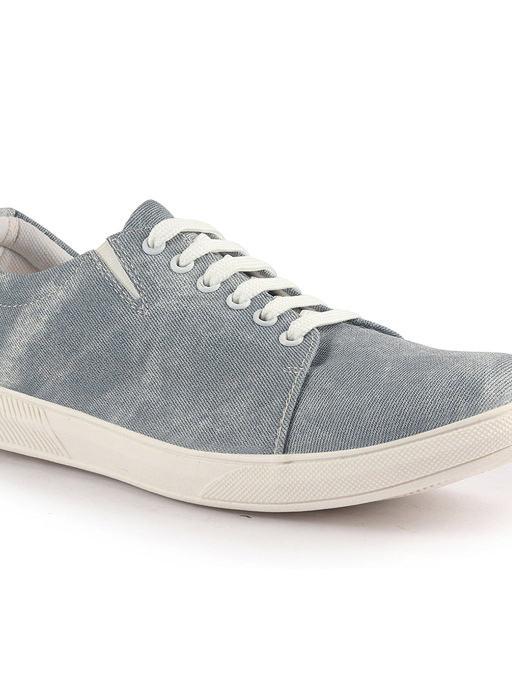 Men Sky Blue Denim Casual Classic Lace Up Sneaker | Low Top Canvas Shoes with Adjustable Elastic | Lightweight with Cushioned Insole