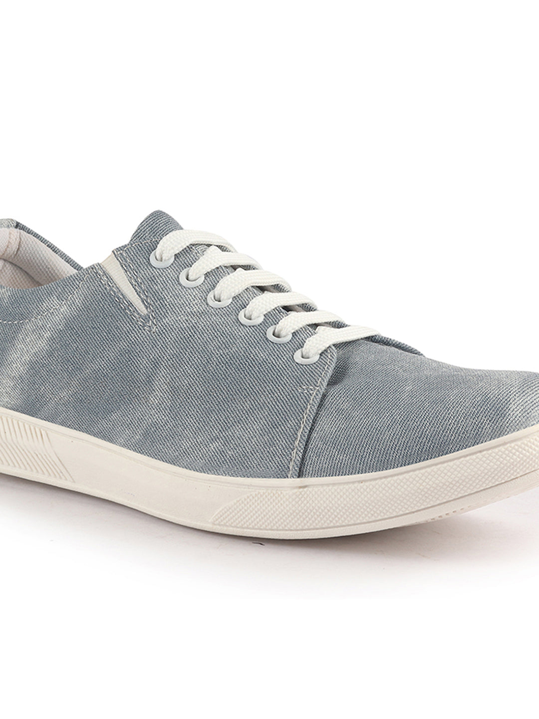 Men Sky Blue Denim Casual Classic Lace Up Sneaker | Low Top Canvas Shoes with Adjustable Elastic | Lightweight with Cushioned Insole