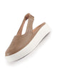 Women Beige Laser Cut Floral Design Back Open Shoes | Pull On Mules Shoes with Elastic Sling Back Strap | Casual Outing Slip On