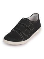 Men Black Casual Canvas/Fabric Slip On Shoes with Dual Strap Closure | Lightweight Comfort Insole Loafers | Anti Skid TPR Sole