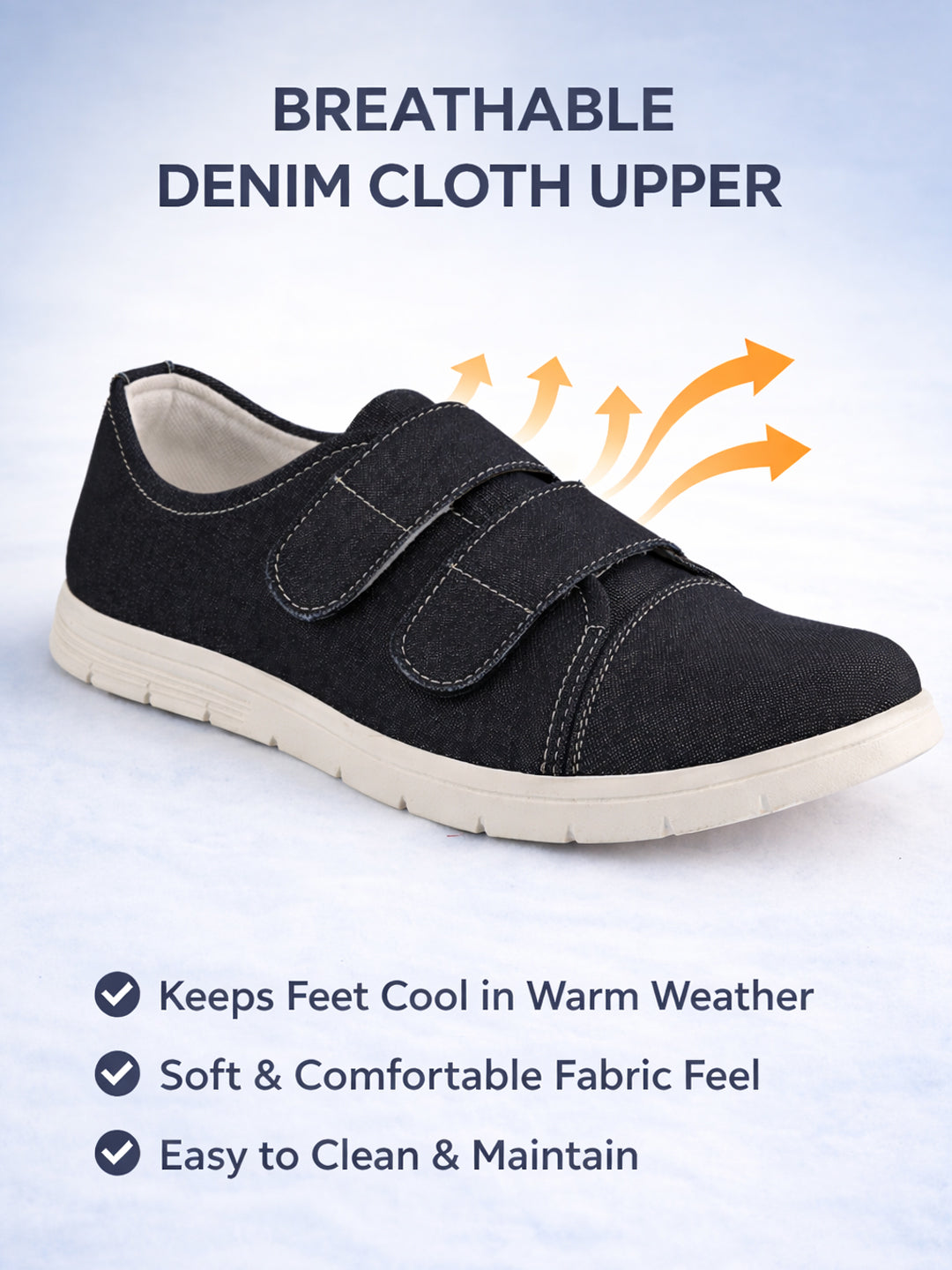 Men Black Casual Canvas/Fabric Slip On Shoes with Dual Strap Closure | Lightweight Comfort Insole Loafers | Anti Skid TPR Sole