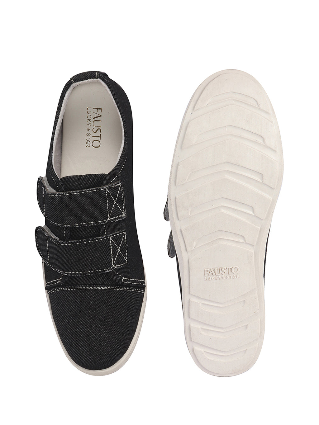 Men Black Casual Canvas/Fabric Slip On Shoes with Dual Strap Closure | Lightweight Comfort Insole Loafers | Anti Skid TPR Sole
