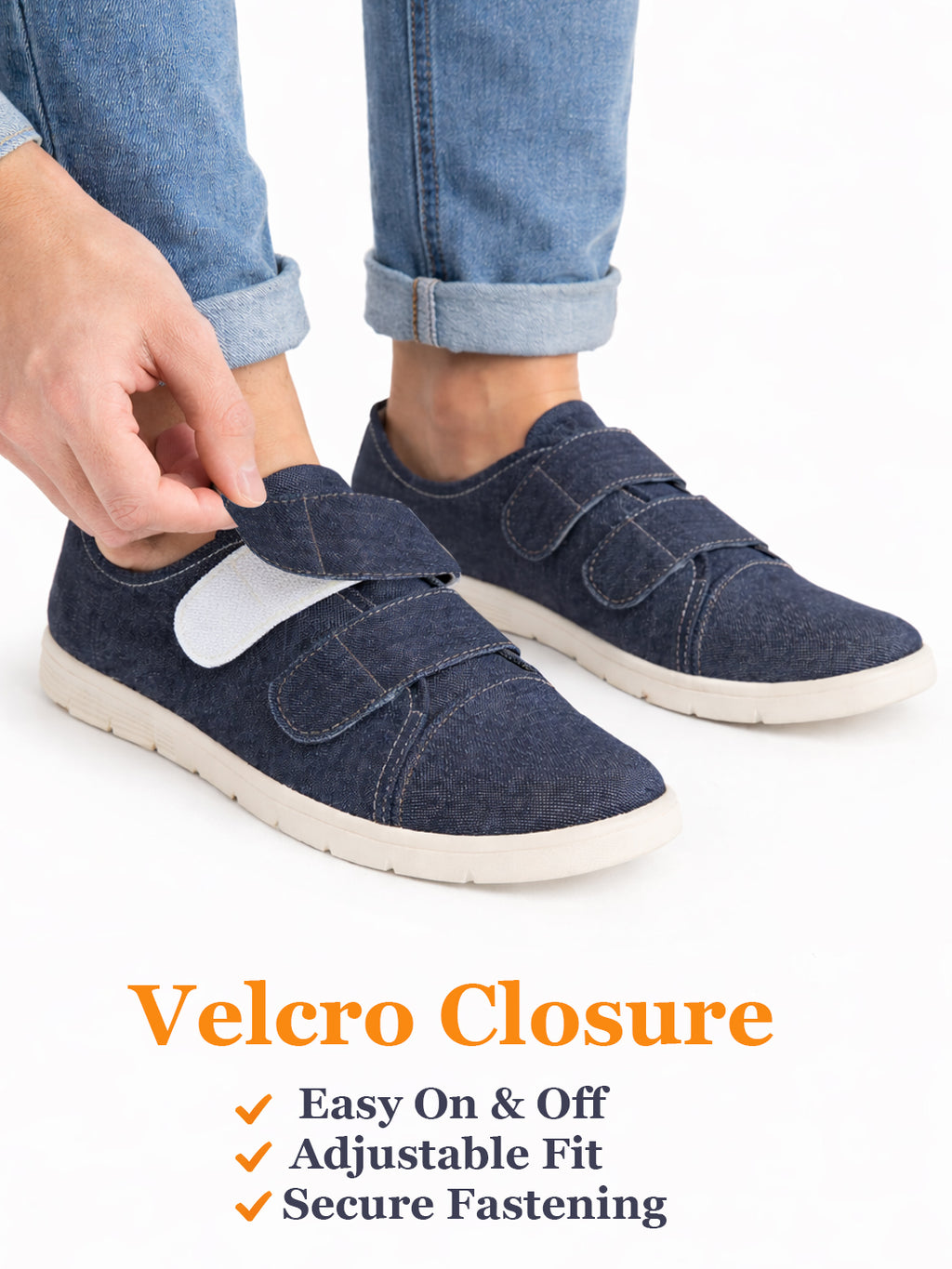 Men Blue Casual Canvas/Fabric Slip On Shoes with Dual Strap Closure | Lightweight Comfort Insole Loafers | Anti Skid TPR Sole