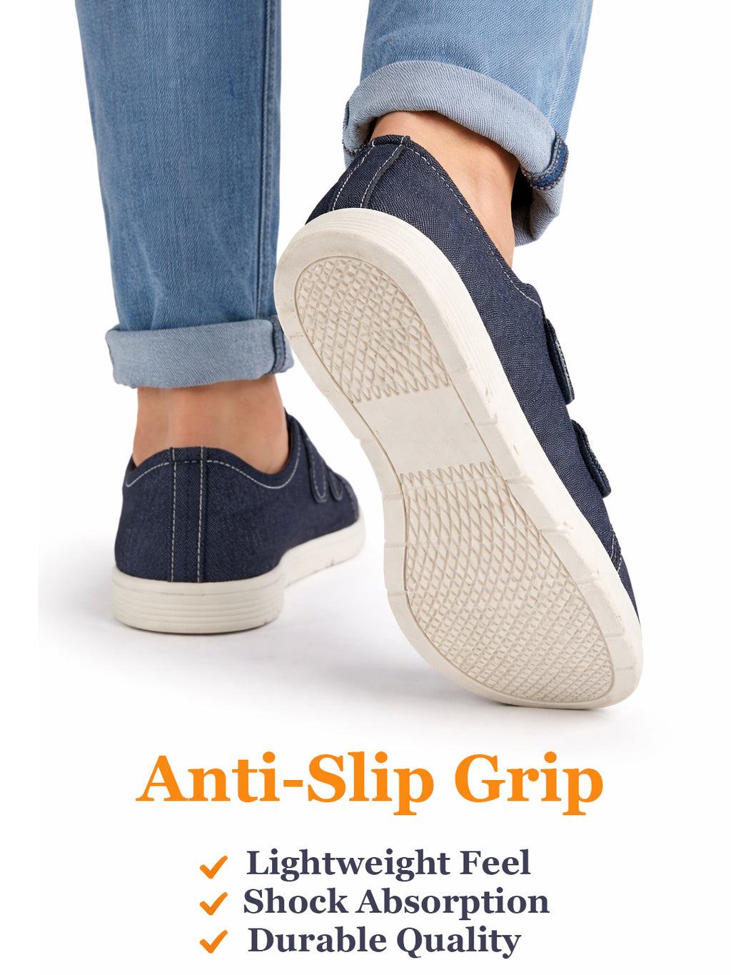 Men Blue Casual Canvas/Fabric Slip On Shoes with Dual Strap Closure | Lightweight Comfort Insole Loafers | Anti Skid TPR Sole
