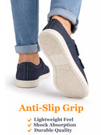 Men Blue Casual Canvas/Fabric Slip On Shoes with Dual Strap Closure | Lightweight Comfort Insole Loafers | Anti Skid TPR Sole