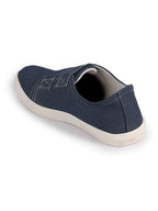 Men Blue Casual Canvas/Fabric Slip On Shoes with Dual Strap Closure | Lightweight Comfort Insole Loafers | Anti Skid TPR Sole