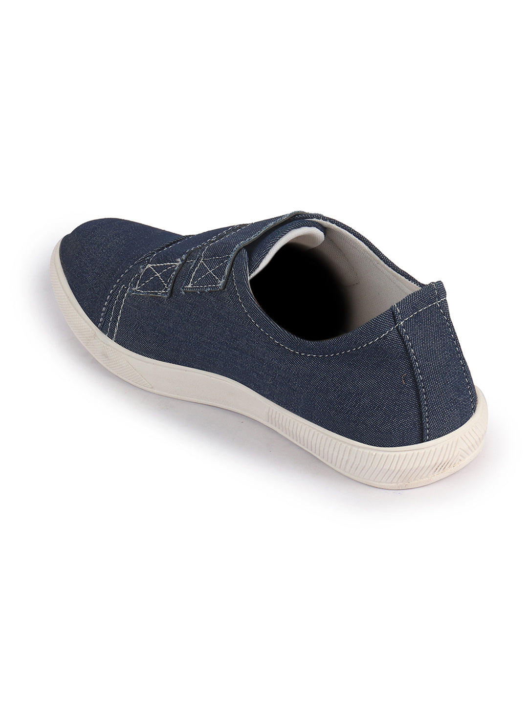 Men Blue Casual Canvas/Fabric Slip On Shoes with Dual Strap Closure | Lightweight Comfort Insole Loafers | Anti Skid TPR Sole