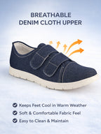 Men Blue Casual Canvas/Fabric Slip On Shoes with Dual Strap Closure | Lightweight Comfort Insole Loafers | Anti Skid TPR Sole
