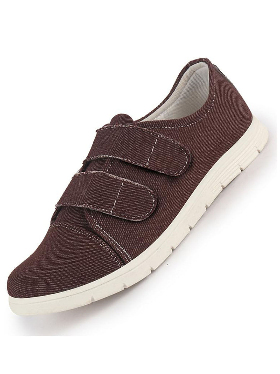 Men Brown Casual Canvas/Fabric Slip On Shoes with Dual Strap Closure | Lightweight Comfort Insole Loafers | Anti Skid TPR Sole
