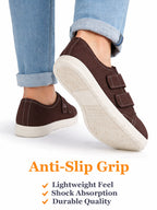 Men Brown Casual Canvas/Fabric Slip On Shoes with Dual Strap Closure | Lightweight Comfort Insole Loafers | Anti Skid TPR Sole