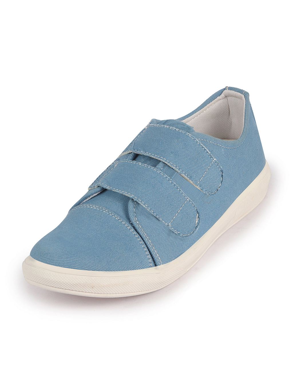 Men Sky Blue Casual Canvas/Fabric Slip On Shoes with Dual Strap Closure | Lightweight Comfort Insole Loafers | Anti Skid TPR Sole