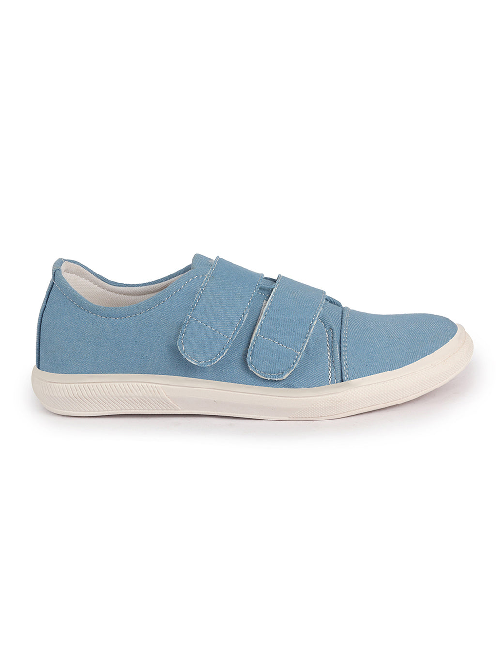 Men Sky Blue Casual Canvas/Fabric Slip On Shoes with Dual Strap Closure | Lightweight Comfort Insole Loafers | Anti Skid TPR Sole