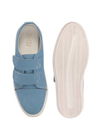 Men Sky Blue Casual Canvas/Fabric Slip On Shoes with Dual Strap Closure | Lightweight Comfort Insole Loafers | Anti Skid TPR Sole