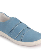 Men Sky Blue Casual Canvas/Fabric Slip On Shoes with Dual Strap Closure | Lightweight Comfort Insole Loafers | Anti Skid TPR Sole
