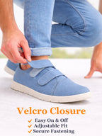 Men Sky Blue Casual Canvas/Fabric Slip On Shoes with Dual Strap Closure | Lightweight Comfort Insole Loafers | Anti Skid TPR Sole