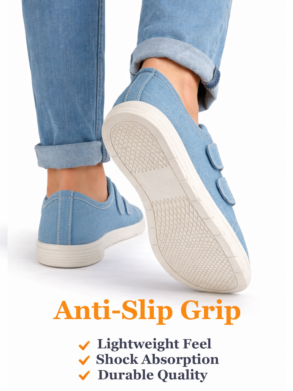 Men Sky Blue Casual Canvas/Fabric Slip On Shoes with Dual Strap Closure | Lightweight Comfort Insole Loafers | Anti Skid TPR Sole