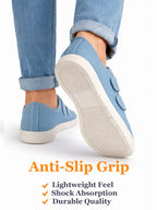 Men Sky Blue Casual Canvas/Fabric Slip On Shoes with Dual Strap Closure | Lightweight Comfort Insole Loafers | Anti Skid TPR Sole