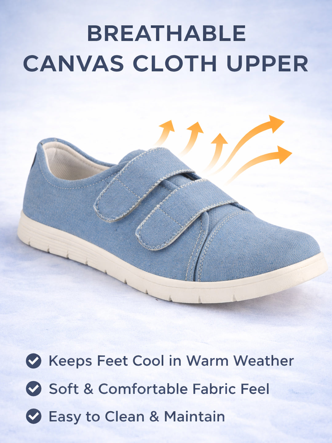 Men Sky Blue Casual Canvas/Fabric Slip On Shoes with Dual Strap Closure | Lightweight Comfort Insole Loafers | Anti Skid TPR Sole