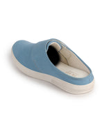 Men Sky Blue Casual Back Open Canvas/Fabric Slip On Shoes with Single Strap Closure|Lightweight Comfort Insole Loafers|Slip Resistant TPR Sole