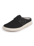Men Black Casual Back Open Canvas/Fabric Slip On Shoes with Single Strap Closure|Lightweight Comfort Insole Loafers|Slip Resistant TPR Sole