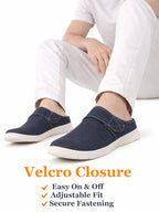 Men Blue Casual Back Open Canvas/Fabric Slip On Shoes with Single Strap Closure | Lightweight Comfort Insole Loafers | Slip Resistant TPR Sole