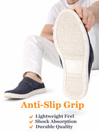 Men Blue Casual Back Open Canvas/Fabric Slip On Shoes with Single Strap Closure | Lightweight Comfort Insole Loafers | Slip Resistant TPR Sole