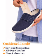 Men Blue Casual Back Open Canvas/Fabric Slip On Shoes with Single Strap Closure | Lightweight Comfort Insole Loafers | Slip Resistant TPR Sole