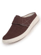 Men Brown Casual Back Open Canvas/Fabric Slip On Shoes with Single Strap Closure|Lightweight Comfort Insole Loafers|Slip Resistant TPR Sole