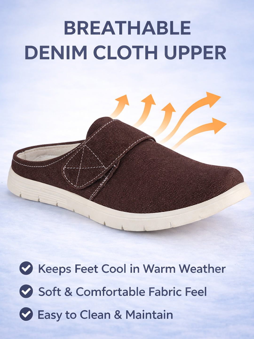 Men Brown Casual Back Open Canvas/Fabric Slip On Shoes with Single Strap Closure | Lightweight Comfort Insole Loafers | Slip Resistant TPR Sole