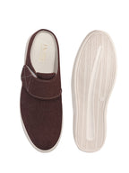 Men Brown Casual Back Open Canvas/Fabric Slip On Shoes with Single Strap Closure|Lightweight Comfort Insole Loafers|Slip Resistant TPR Sole