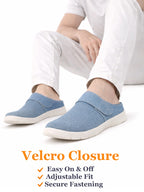Men Sky Blue Casual Back Open Canvas/Fabric Slip On Shoes with Single Strap Closure | Lightweight Comfort Insole Loafers | Slip Resistant TPR Sole