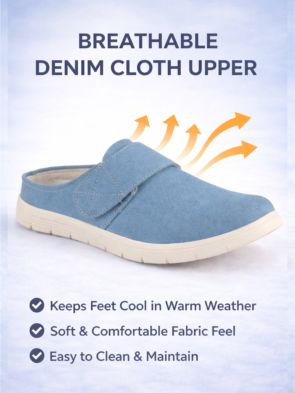 Men Sky Blue Casual Back Open Canvas/Fabric Slip On Shoes with Single Strap Closure | Lightweight Comfort Insole Loafers | Slip Resistant TPR Sole