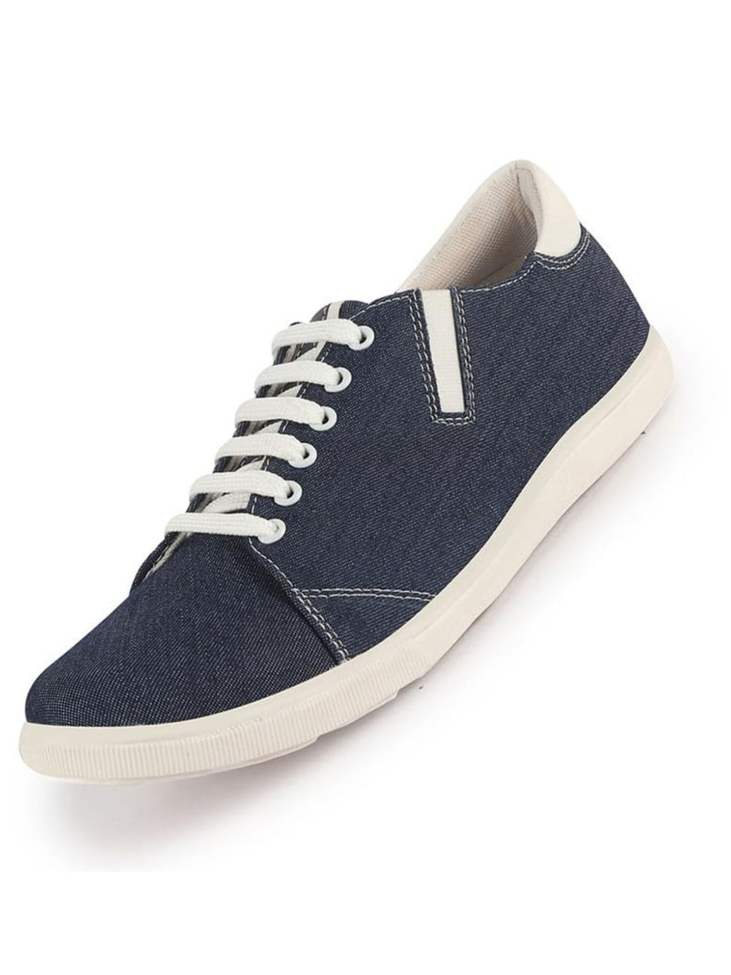 Men Blue Casual Canvas/Fabric Lace-Up Shoes with Elastic Adjustable Support | Lightweight Comfort Insole | Classic Everyday Sneakers with Slip Resistant TPR Sole