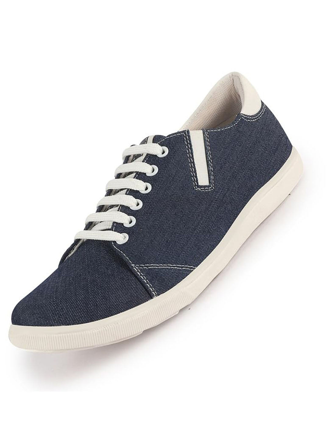 Men Blue Casual Canvas/Fabric Lace-Up Shoes with Elastic Adjustable Support | Lightweight Comfort Insole | Classic Everyday Sneakers with Slip Resistant TPR Sole